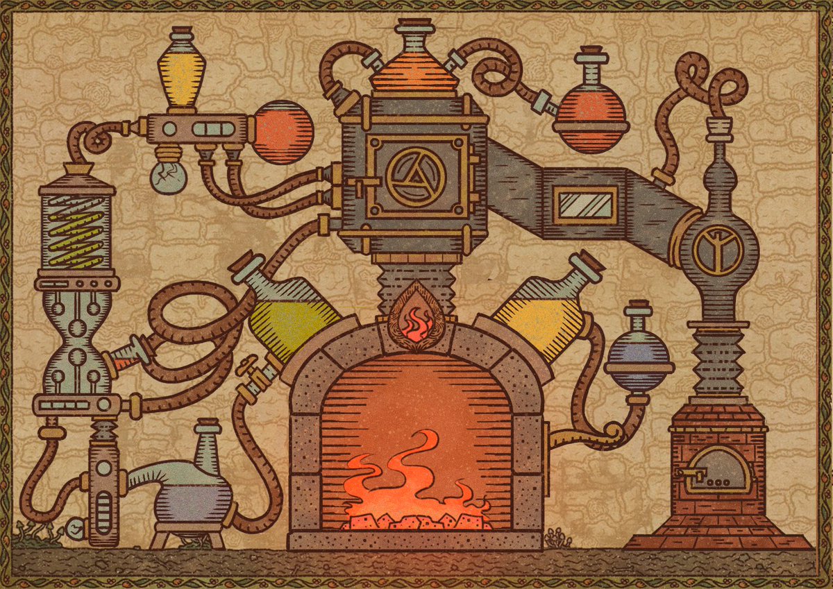 Here's another incredible #PotionCraft fanart by Lyssa! Explore all the intricate details in this exquisitely designed crystal and metal forge machine, a fantastic addition to any alchemist's laboratory! Thank you for sharing your artwork with us!