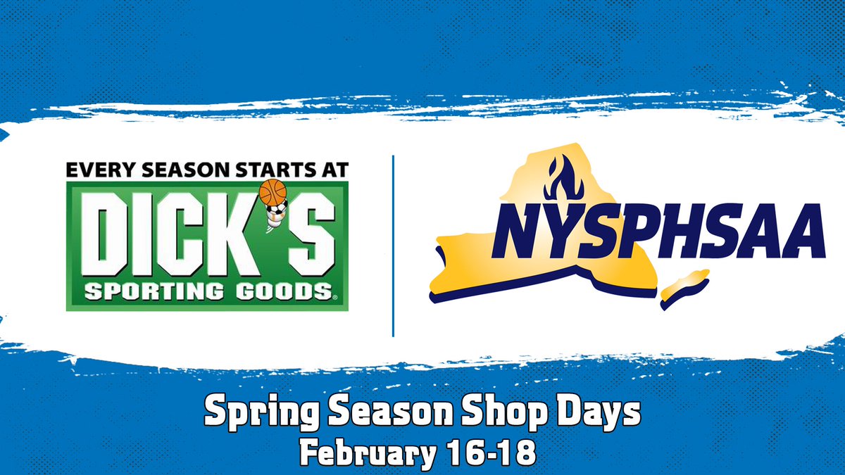 NEXT WEEKEND stop at any New York @DICKS location for 20% off with the coupon below. It’s #NYSPHSAA Shop Days at DICK’S Sporting Goods. Spring Shop days run from Feb 16 to Feb 18. cmm.dickssportinggoods.com/crmcdn/getoffe…