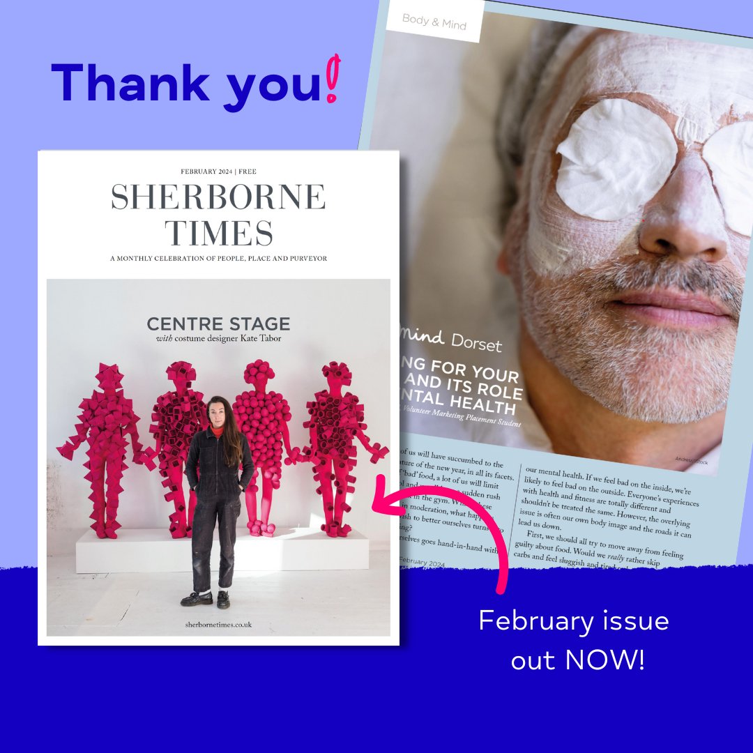 Dorset Mind (@dorsetmind) on Twitter photo In February's <a href="/sherbornetimes/">Sherborne Times</a>, our student volunteer Annabel laments how we feel after the slog of January & broken resolutions.
It afffects our #mentalhealth, so should we be so harsh on ourselves?
Read more: ow.ly/Jtsn50QzptH
@drandymayers <a href="/bournemouthuni/">Bournemouth Uni</a> #thankyou In February's <a href="/sherbornetimes/">Sherborne Times</a>, our student volunteer Annabel laments how we feel after the slog of January & broken resolutions.
It afffects our #mentalhealth, so should we be so harsh on ourselves?
Read more: ow.ly/Jtsn50QzptH
@drandymayers <a href="/bournemouthuni/">Bournemouth Uni</a> #thankyou