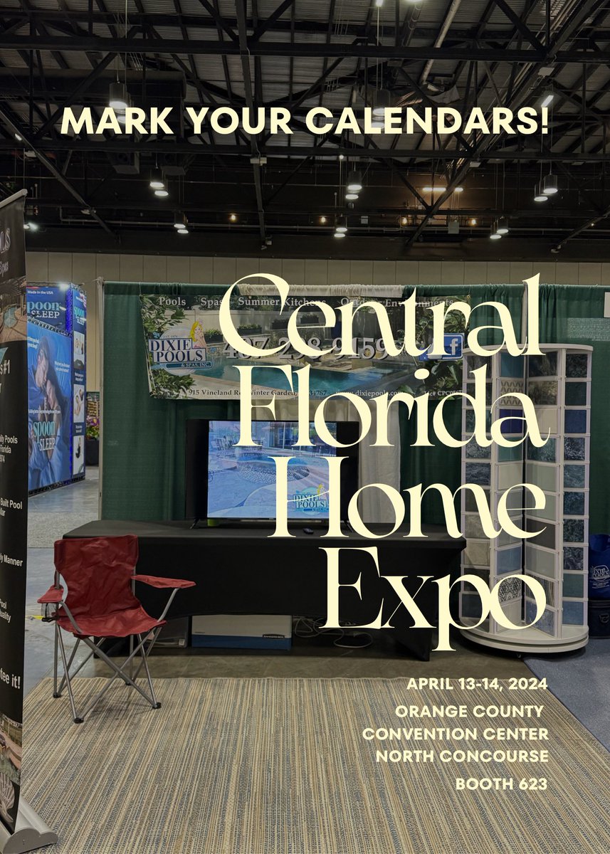 📣 ANNOUNCEMENT!!! 📣 

We will be at the Central Florida Home Expo on April 13-14. Mark your calendars and come visit us at the Orange County Convention Center. Booth 623

#Pool #poolbuilder #pooldesign #custompools #wintergardenpools #orlandopools #wintergarden