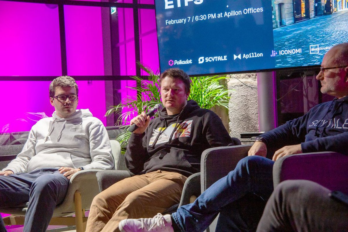 iconomicom's tweet photo. Excited to team up with @scytaledigital, @DaKampe, &amp; @BlockAnalitica at the @polkadot meetup in Ljubljana! We enjoyed a dynamic discussion on ETFs and the future of our ecosystem. Shoutout to our own Borut Korpič, representing us on stage &amp; our friends @Apillon for the evening! https://t.co/zPWIj2qYpD