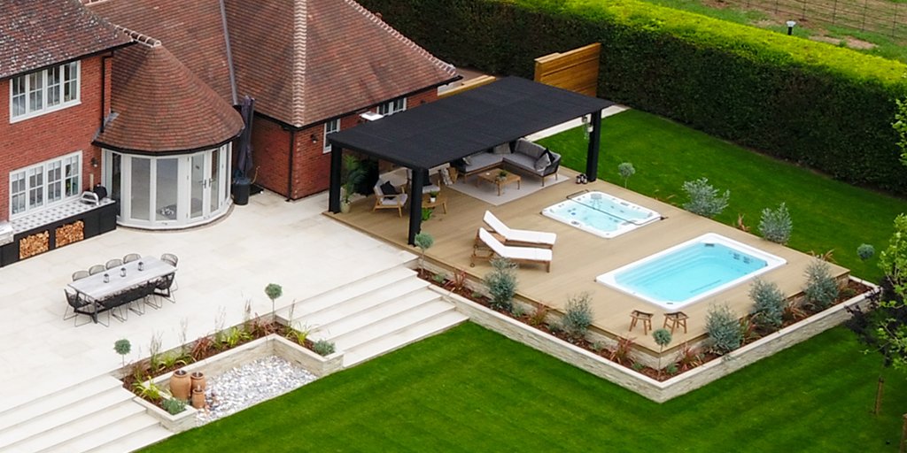 A bird's eye view of a gorgeous poolside Teak decking project! 😍