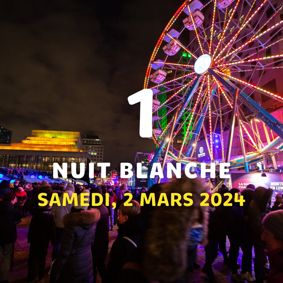 PLANIFIE TON 2 MARS🌛✨
La programmation 2024 de la nuit blanche est maintenant DISPONIBLE sur notre site internet

nuitblanchemtl.com

PLAN YOUR MARCH 2ND🌛✨
The 2024 programmation is now AVAILABLE on our website

📷Frédérique Ménard-Aubin, Ash KG &amp; Benoit Rousseau