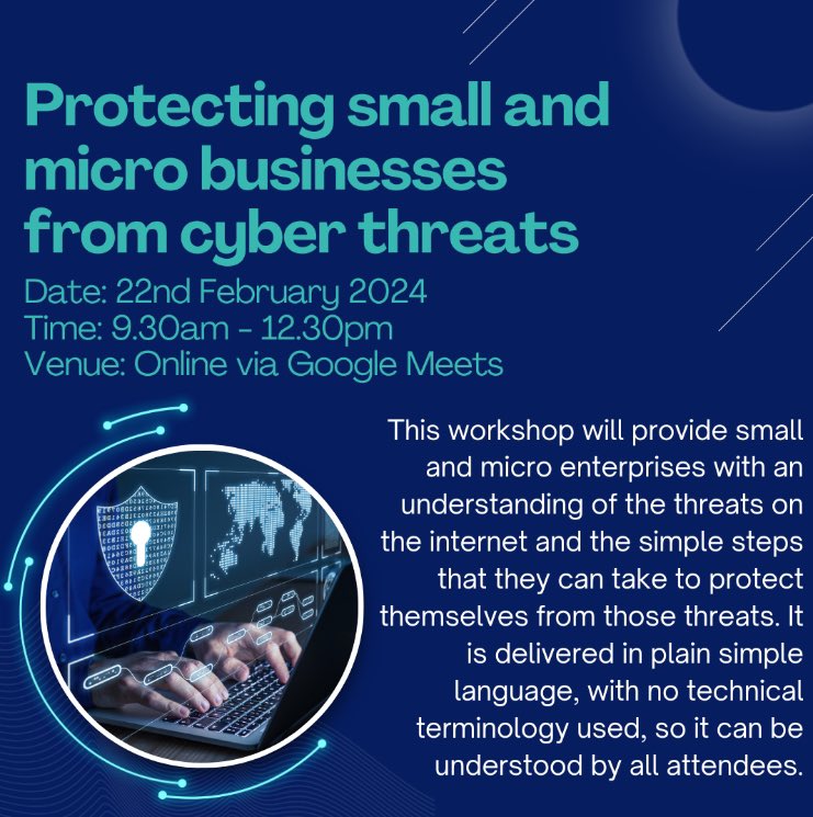 Protect your micro business from cyber threats: Book now: bit.ly/3SS6nqF