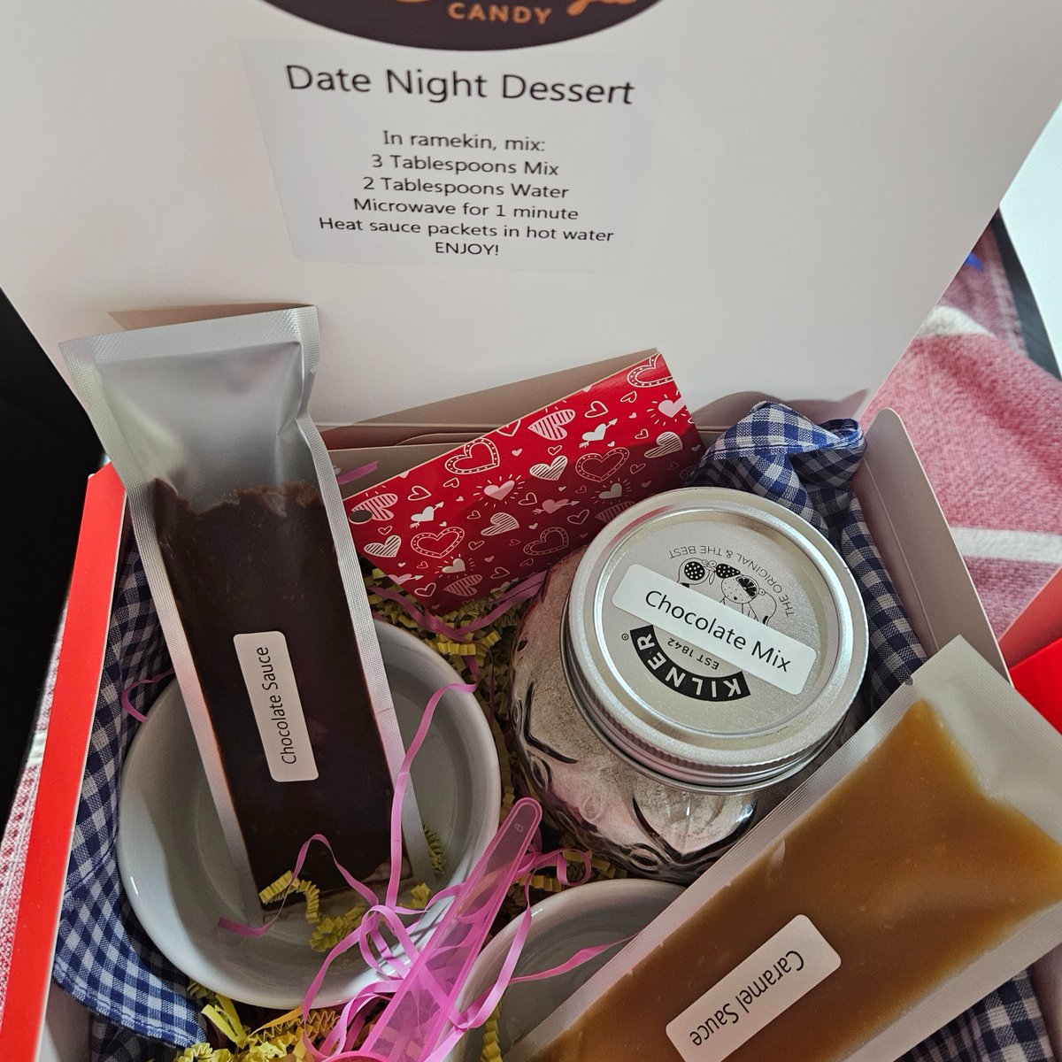 Looking for a quiet night in for Valentine's Day? Try our Date night boxes. Together you and your special someone mix, bake, and enjoy a tasty treat. Everything you need is in the box! Order your's today!#giftbasket #giftbox #chocolate #shoplocal #madeinoklahoma #valentines #love