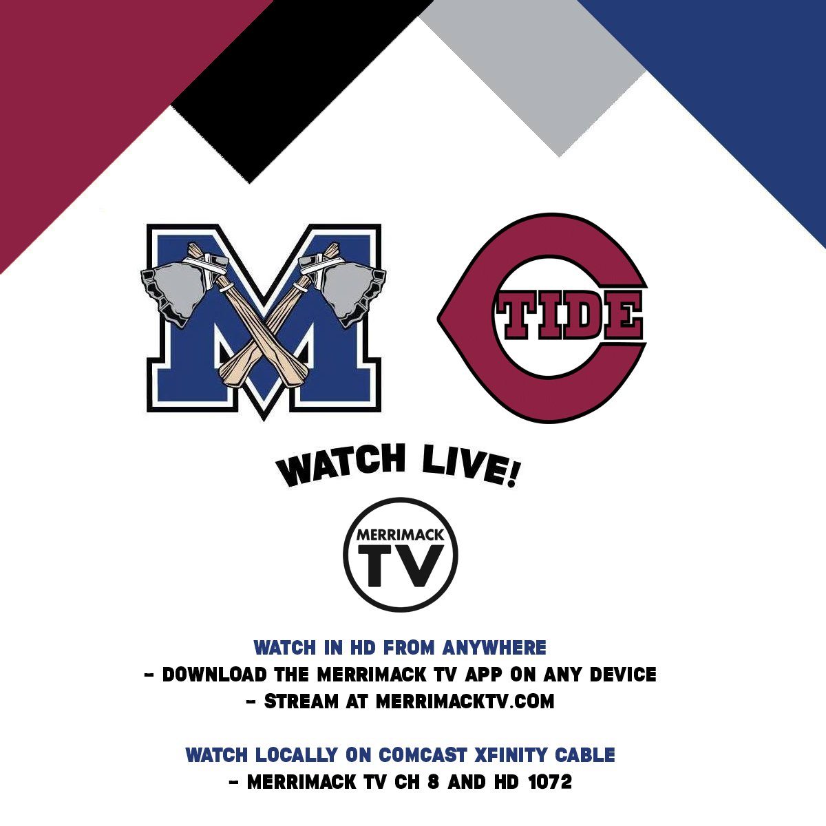 We're covering JV and Varsity <a href="/TomahawksMHS/">MHS Athletics</a> vs <a href="/TideChs/">Concord High School</a> basketball games tonight beginning at 5PM

Watch from ANYWHERE on the all-new Merrimack TV app for iPhone, Android, Apple TV, Roku, and Amazon Fire TV devices!

@bgagnon1123 &amp; Lucas Goldberg on play by play! 🏀