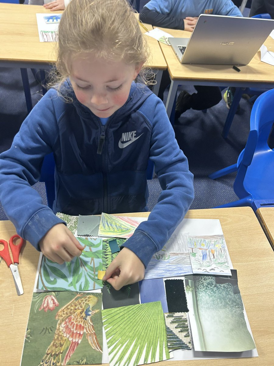 Y5Redgate's tweet image. Inspired by the real-life design skills of one of our parents, we began our rainforest-themed mood boards. Thanks so much @BiddisLifestyle we LOVED having a huge choice of materials! (Also helped a little by Miss Stratton’s Dad on his trip to B&amp;amp;Q 😃)🌟 #RCPArt #RCPWeCollaborate