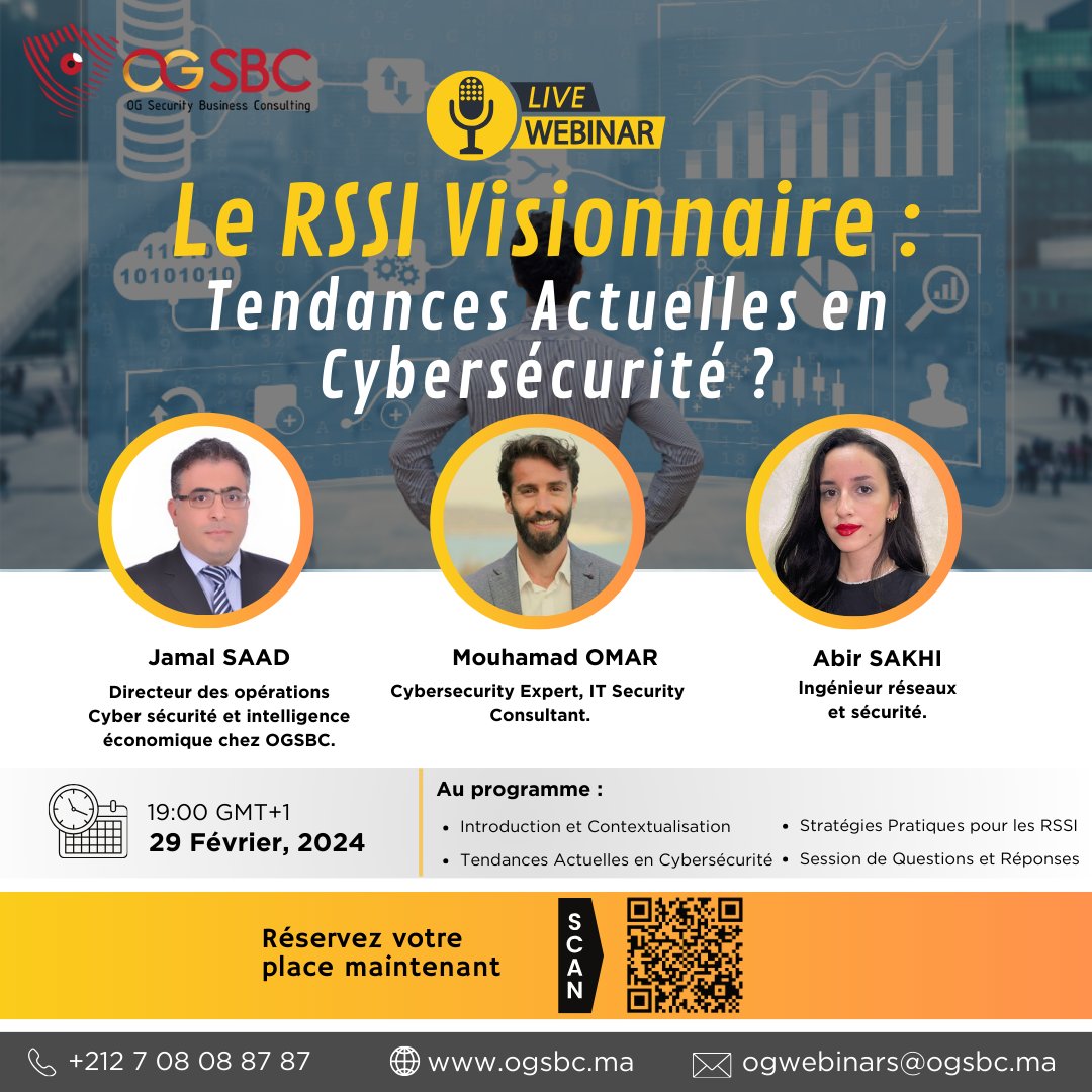 ogsbc_cyber's tweet photo. #𝐖𝐞𝐛𝐢𝐧𝐚𝐢𝐫𝐞 𝐄𝐱𝐜𝐥𝐮𝐬𝐢𝐟 ! 𝐋𝐞 #𝐑𝐒𝐒𝐈 𝐕𝐢𝐬𝐢𝐨𝐧𝐧𝐚𝐢𝐫𝐞 : 𝐓𝐞𝐧𝐝𝐚𝐧𝐜𝐞𝐬 𝐀𝐜𝐭𝐮𝐞𝐥𝐥𝐞𝐬 𝐞𝐧 #cybersecurite 

𝐃𝐚𝐭𝐞 𝐞𝐭 𝐡𝐞𝐮𝐫𝐞 : 29/02/24 à 19 H 00 GMT+1
𝐈𝐧𝐬𝐜𝐫𝐢𝐩𝐭𝐢𝐨𝐧 𝐠𝐫𝐚𝐭𝐮𝐢𝐭𝐞 : https://t.co/W8oFMaKGGh 

#OGSBC #Security https://t.co/ioWALCFZWt