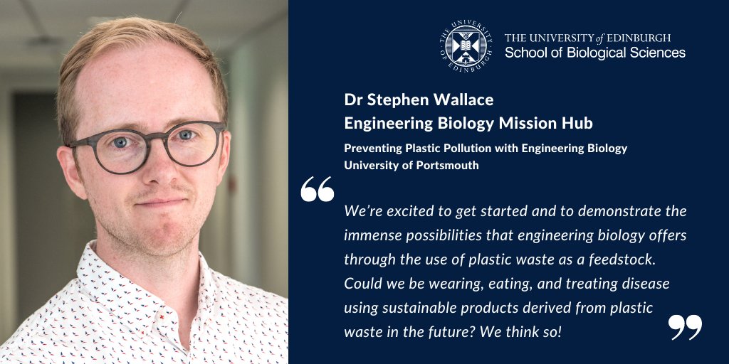 Congratulations @Dr_StephenW who is involved in a new @portsmouthuni research hub, funded by @UKRI_News, that will convert plastic waste into high-value chemicals and products Our researchers are involved in 3 of the 6 new engineering biology hubs ➡️ edin.ac/3SBS0pm