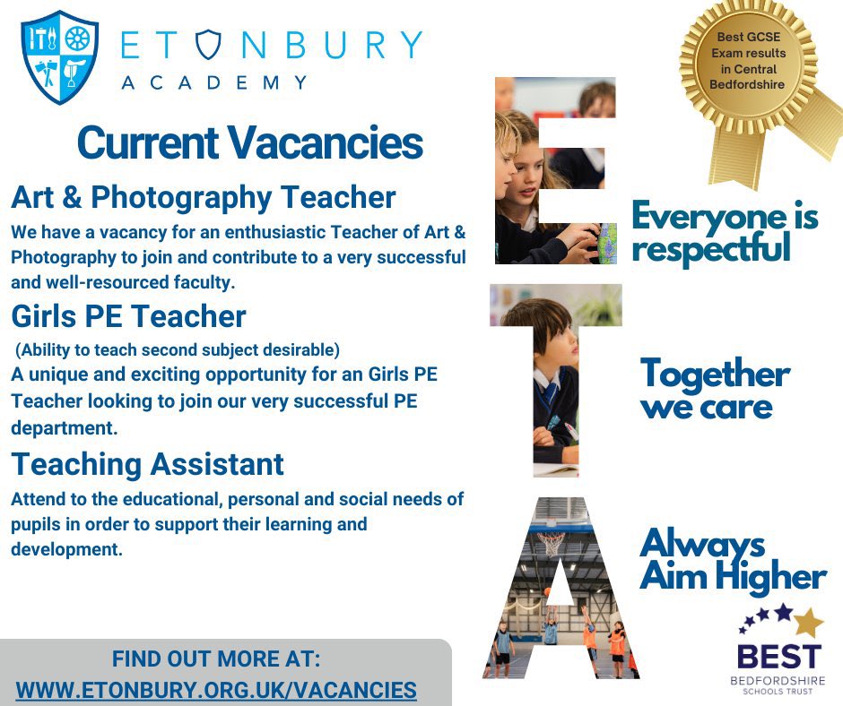 EtonburyPE's tweet photo. Are you a female PE teacher looking to come and work at a fantastic sporting school with a supportive department? 

Please email shilton@bestacademies.org.uk for more info! ⤵️🌟 https://t.co/PsWsUjUAbA