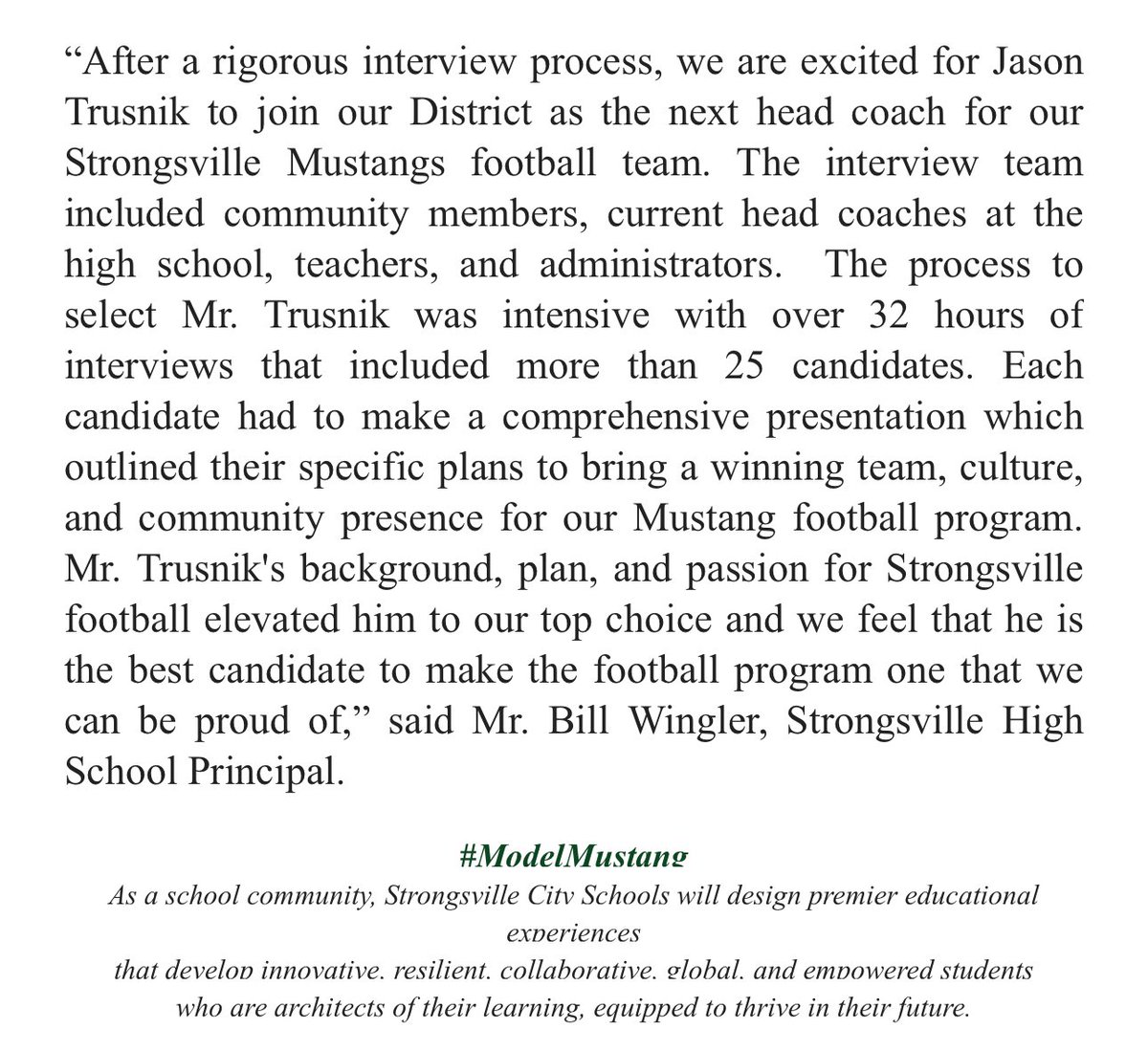 Look forward to the new opportunity as the <a href="/Strongsville_FB/">StrongsvilleFootball</a> Head Coach.