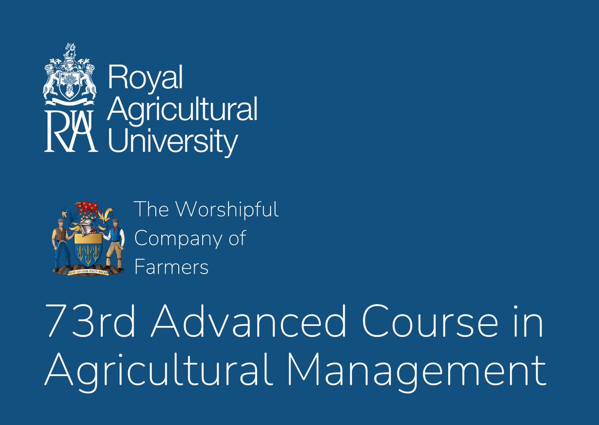 Online applications continue for @FarmersCompany 73rd ACABM this November. The course will include two-week residential programme at @RoyalAgUni. Information on the course & online application portal via rau.ac.uk/for-business/p…. Applications close 23:59, 30th April 2024 #ACABM24