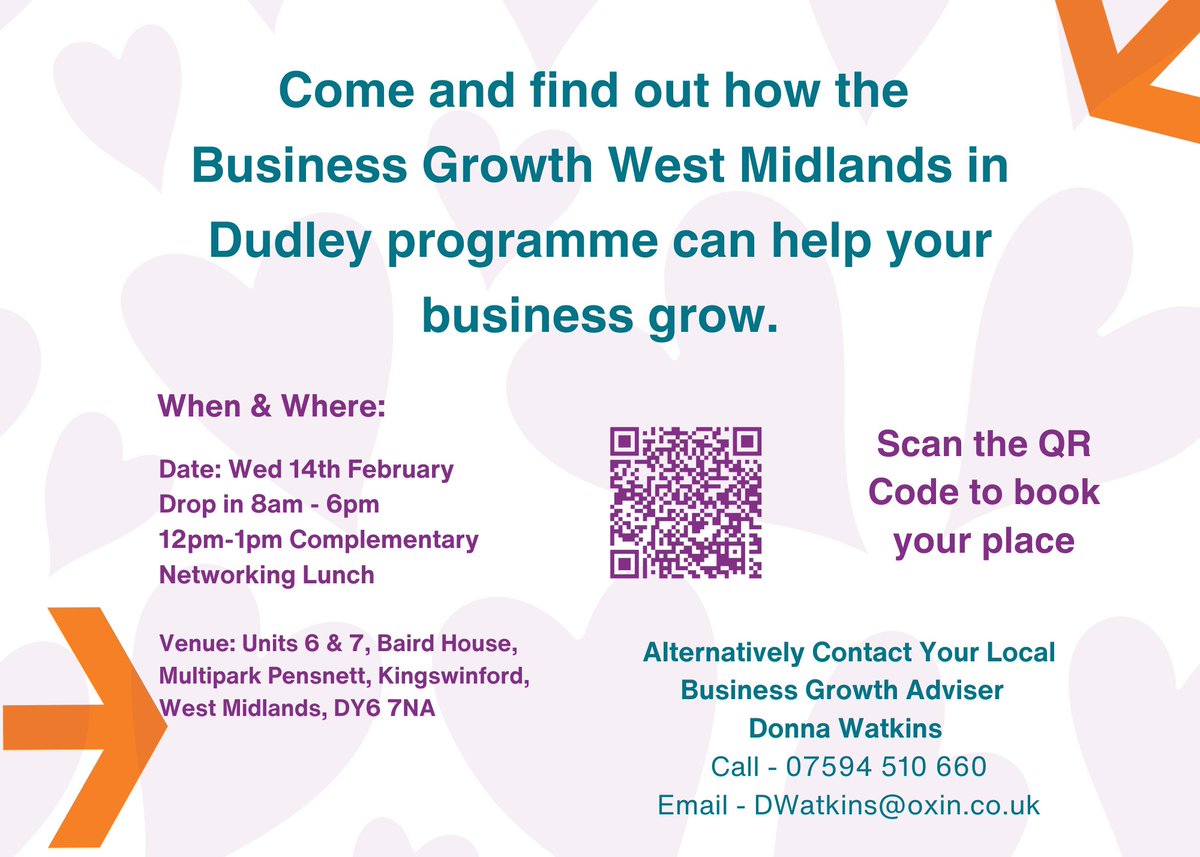 ❤ Love Your Business Event ❤ Wed 14th Feb❤
Are you an SME business in the Dudley Borough area?
Meet your local Business Adviser's &amp; explore the growth opportunities available via the <a href="/BizGrowthWM/">Business Growth West Midlands</a>  in Dudley Programme.
Join our networking lunch or simply drop in for a chat!