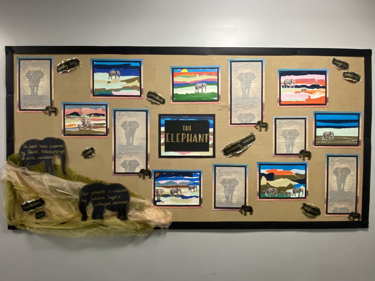3Roundhay's tweet photo. We have been inspired by David Attenborough to write narrations all about elephants! We have loved bringing these wonderful creatures to life through our fabulous writing and art work🐘✨ https://t.co/N94cpEuWPo