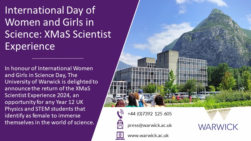 PRESS RELEASE: International Day of Women and Girls in Science: XMaS Scientist Experience 👉warwick.ac.uk/newsandevents/… @uniofwarwick @XMaSSchoolTrip #WomenInScience #science #STEM