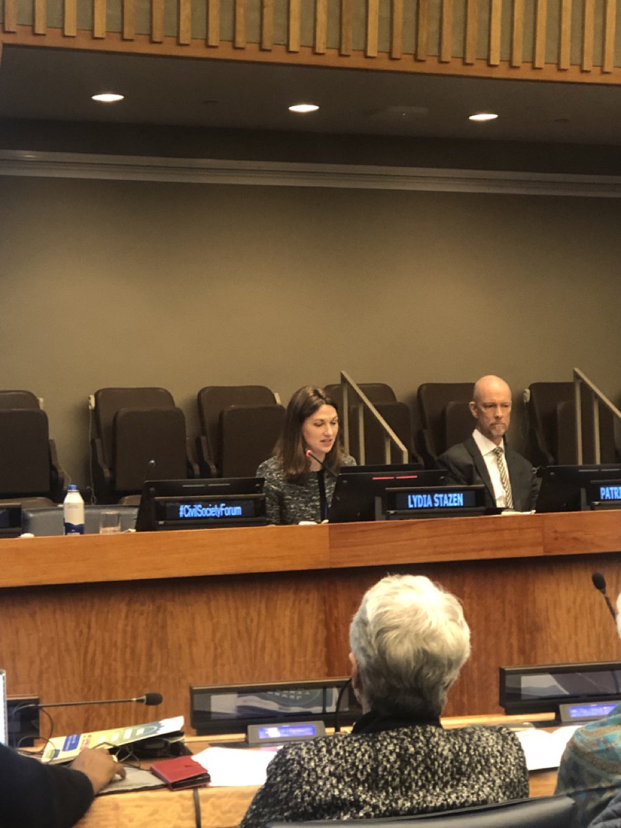 Our Executive Director — Lydia Stazen, discussed transformative policy on #homelessness during today's @NGOCSocD Civil Society Forum Thematic Session I panel on 'Structural Social Barriers and Transformative Policies to Social Progress'.