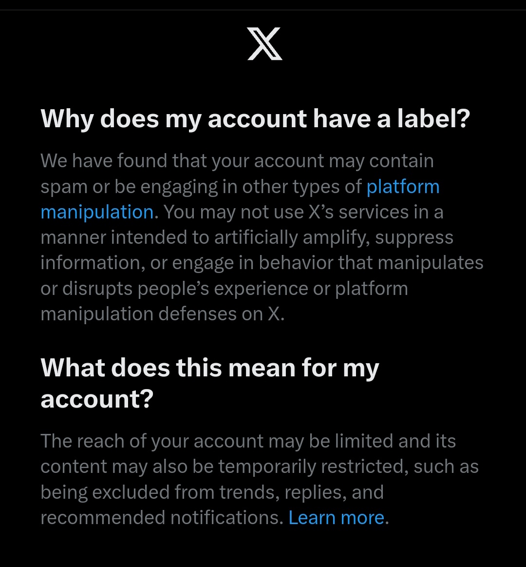 GoddessNeryT's tweet photo. I love it when X decides I'm not a real person and I'm just engaging platform manipulation 🤣🤣🤣👌 https://t.co/GNSdjoakcV