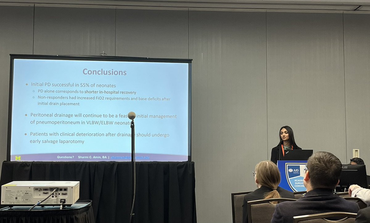 Nikhil Shah, MD (@nikhilshah_md) on Twitter photo MS2 <a href="/SharmiAmin/">Sharmi Amin</a> made her debut on the national conference circuit 🌟 She showed us that 32% of neonates with free air from NEC clinically responded to peritoneal drainage ✅ & 20% with SIP did not 🚫 #ASC2024 MS2 <a href="/SharmiAmin/">Sharmi Amin</a> made her debut on the national conference circuit 🌟 She showed us that 32% of neonates with free air from NEC clinically responded to peritoneal drainage ✅ & 20% with SIP did not 🚫 #ASC2024