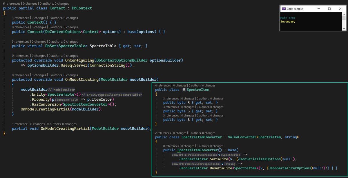 KarenPayneMVP's tweet photo. Any interested in a value converter for EF Core 8 to store and read Spectre.Console colors in SQL-Server database table?
#Spectre.Console #efcore8 #csdharp https://t.co/t7yutMczGy