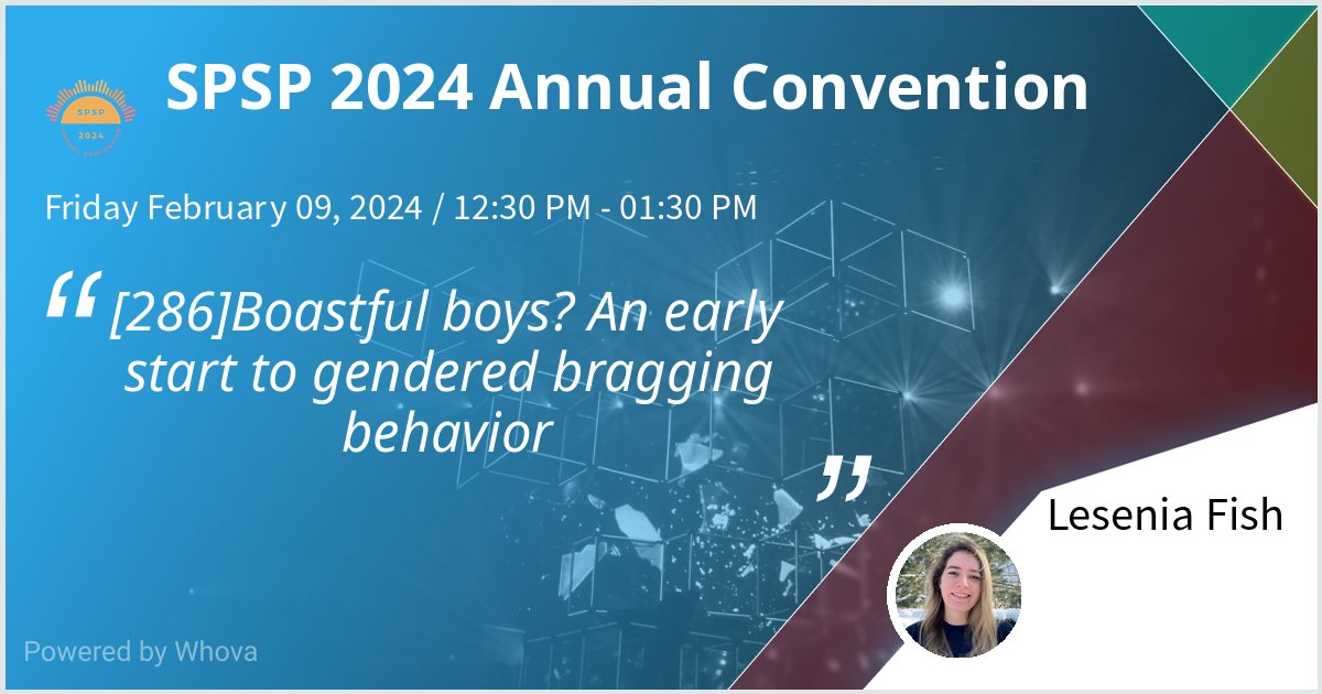 I'm presenting my first project of grad school at #SPSP2024 today! Stop by to hear about who children expect to engage in self-promotional behavior 🤔