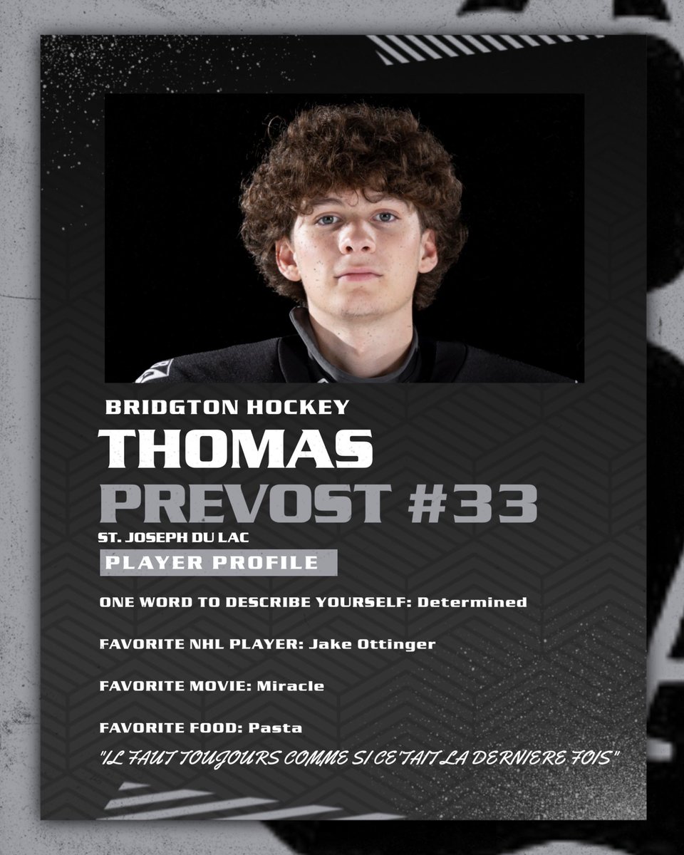 It’s been a great experience have Thomas on campus this year. He’s done an amazing job between the pipes, in the classroom and on campus. #earnthepaw #bridgtonhockey