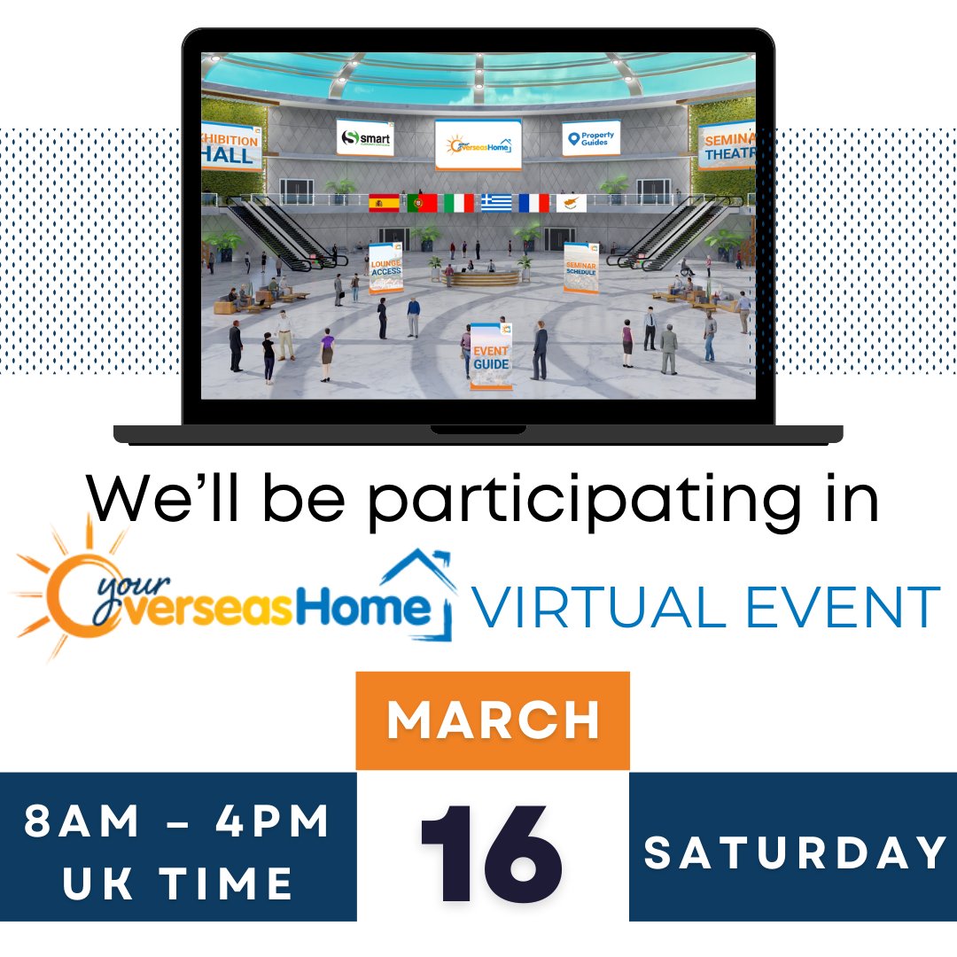 We’re happy to share that we’ll be participating in the <a href="/YourOverseasHme/">Your Overseas Home</a>  Virtual Event on Saturday 16th March 2024. 

Get your e-ticket today register.youroverseashome.com/?virtual=yes&r… 
The event is entirely virtual, so you can join from the comfort of your own home from your phone, tablet or PC.