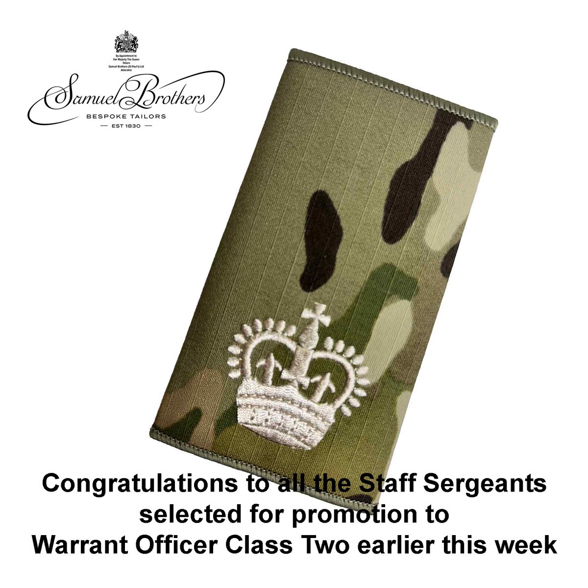 Congratulations to all the Staff Sergeants selected for promotion to Warrant Officer Class Two this week. A fantastic achievement.

#promotion #Army #BritishArmy #WarrantOfficer #soldier #career #uniform #tailors