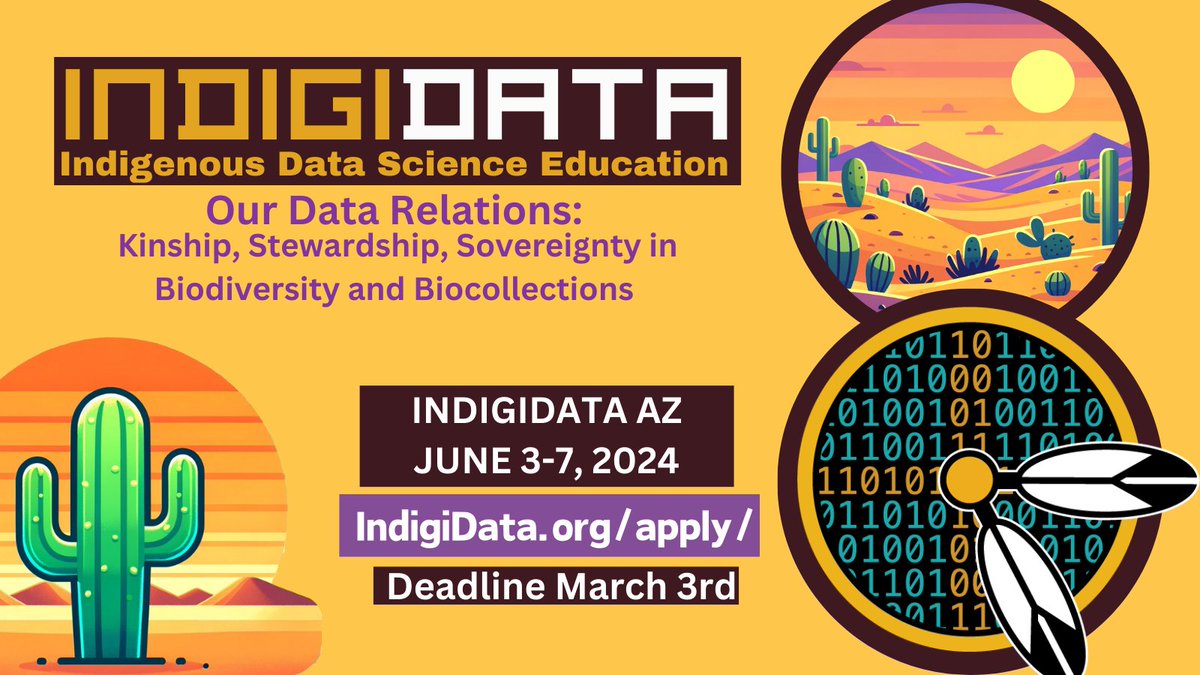 We will host our Summer 2024 workshop on the theme “Our Data Relations: Kinship, Stewardship, Sovereignty in Biodiversity and Biocollections” to take place on the lands of the Salt-River Pima-Maricopa Indian Community in AZ week of June 3-7. Please apply: t.ly/kx0D1