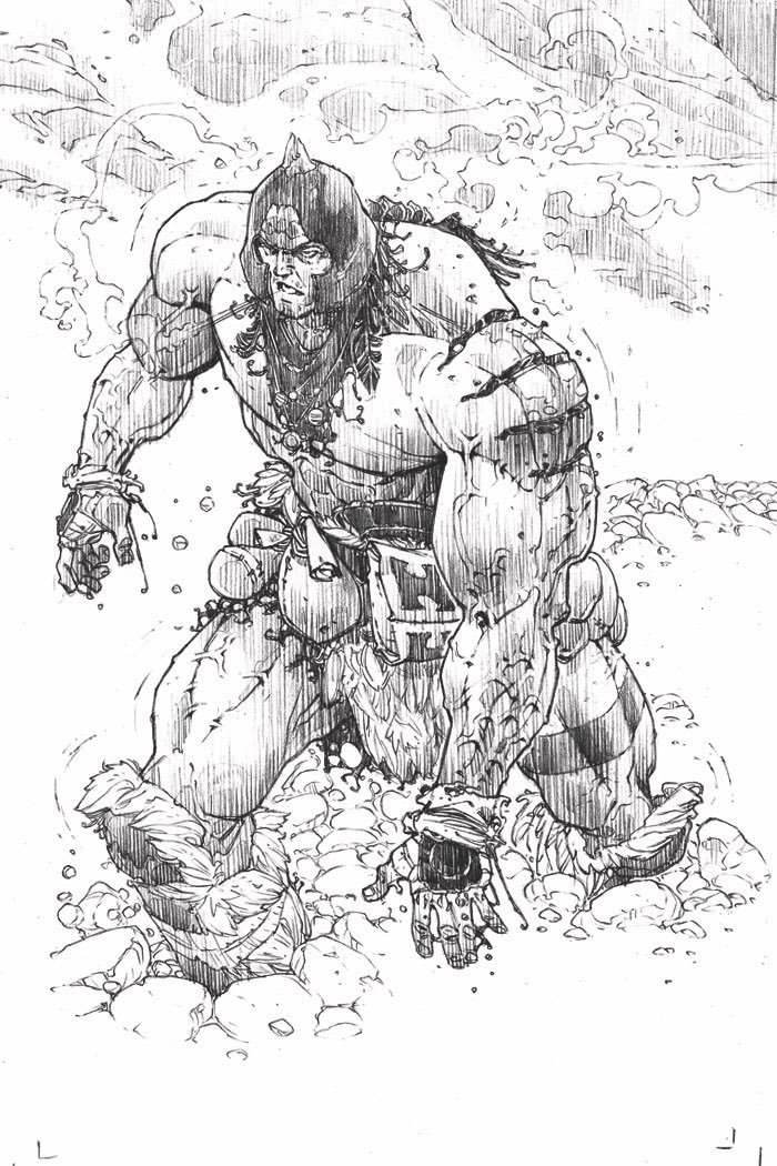 AndrewKrahnke's tweet photo. A quick behind-the-scenes look at an early page in BLOODRIK #3. This was a new page for the @imagecomics release not included in the ashcan version. It was fun just to do a splash page of the bloody, busted, brute. BLOODRIK #3 is in shops now! #bloodrik https://t.co/KAgVVu2VKs