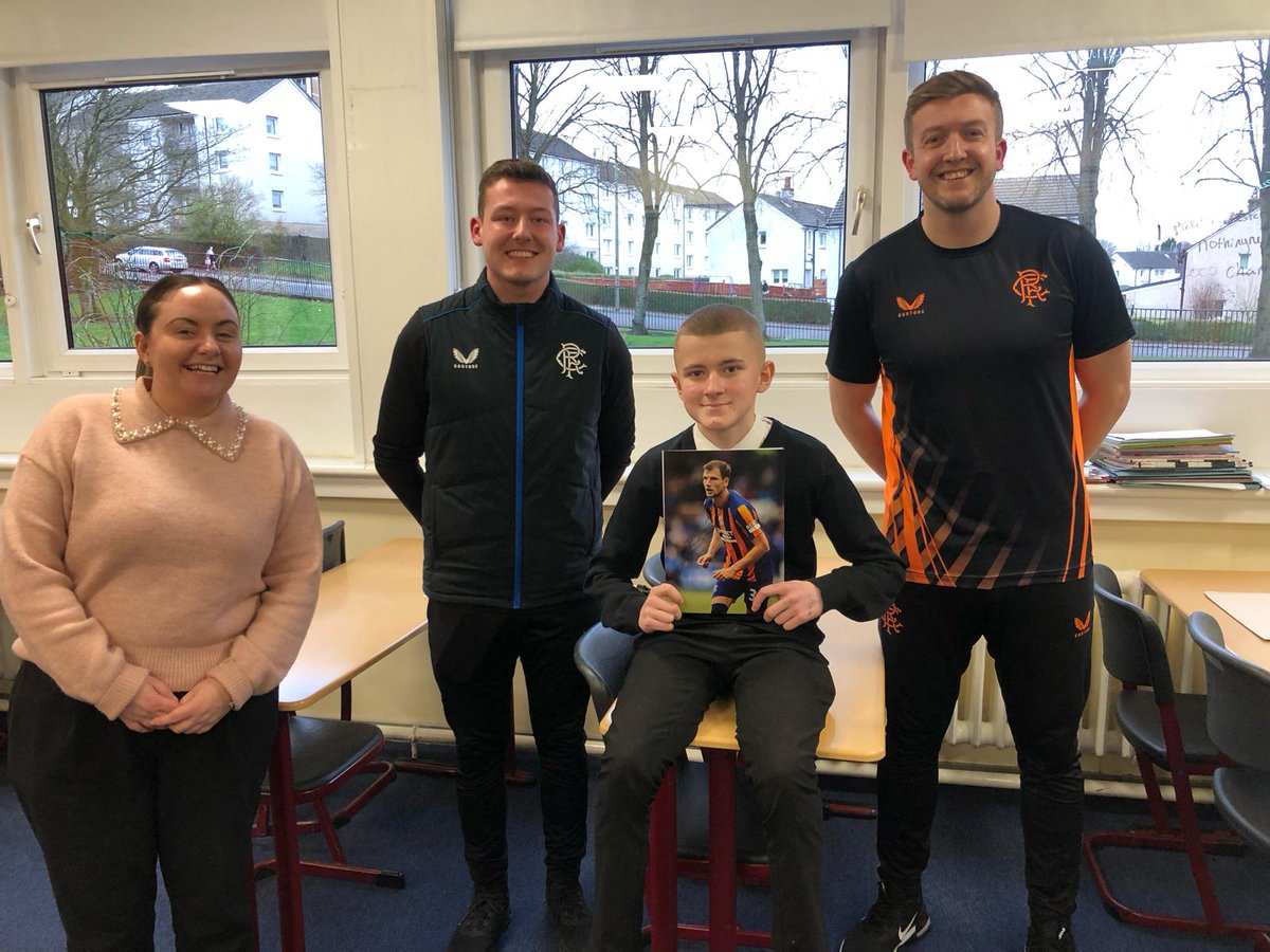 RFC_Charity's tweet photo. Great to see a smile on Kai’s face @GovanHighSchool where he is supported by the Rangers Charity Foundation as part of our #HubInTheCommunity School of Football group 💙
#AFoundationForPotential https://t.co/z0RL006RfV