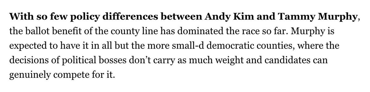 From @POLITICO: There are 'few policy differences between Andy Kim and Tammy Murphy'

@AndyKimNJ and @TammyMurphyNJ are moderates.

I'm the Real Progressive who's ALWAYS opposed the County Line, and the ONLY one fighting for a #CeasefireNOW, #MedicareForAll, and the #FightFor15.