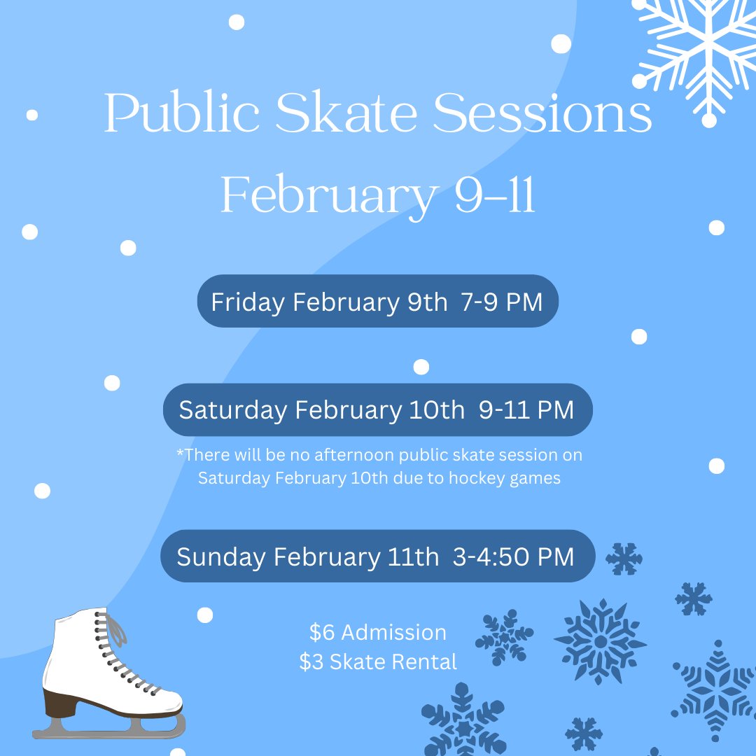 FindlayRec's tweet image. Public Skate sessions for this weekend, February 9th-11th!