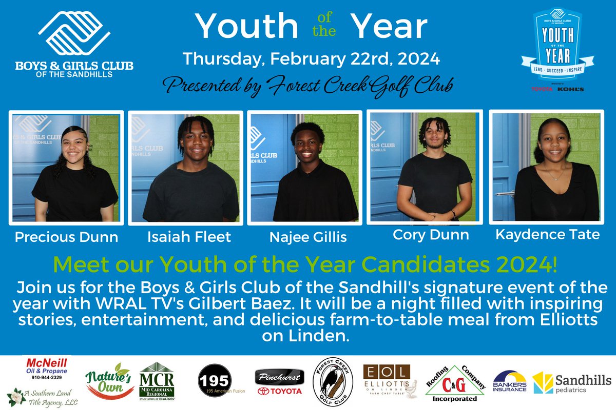 A week away from our 2024 Youth of the Year. Only a handful of seats for this #INSPIRING evening presented by Forest Creek Golf Club. Reserve your seats by clicking the link: one.bidpal.net/2024youthofthe…
#Youthoftheyear #supportinggreatfutures📷