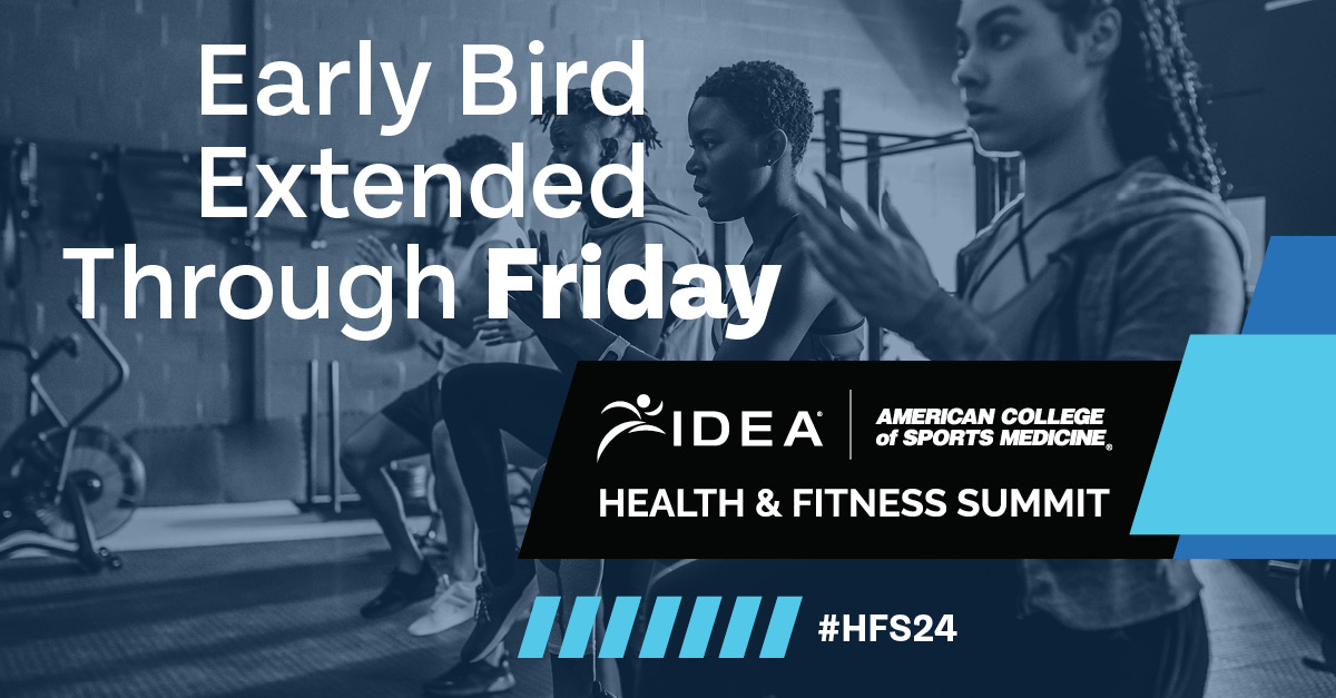 🌟LAST CALL for Early Bird Registration Rates!🌟 Join us in just a few weeks at the IDEA & ACSM Health & Fitness Summit in Chicago to learn from industry leaders, network, try new workouts & earn CECs! Prices go up after TODAY so don't wait: brnw.ch/21wGPVT #HFS24