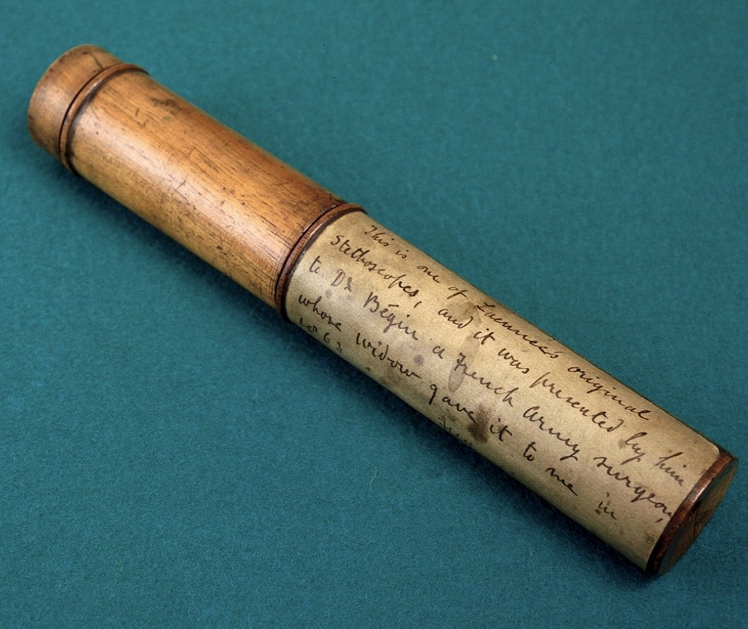 iamnephrologist's tweet photo. 💥Do you know how René Laennec invented 🩺⁉️

🔥He was a French Physician & musician, skilled in carving wooden flute

🔆First Stethoscope was a 25x2.5cm hollow wooden cylinder

🔆Coined term “Stethoscope"
Greek: στήθος (stethos-chest) + σκοπός (skopos-examination)

Pic-Wiki
#FOAMed #MedTwitter #MedEd #Medicine #medstudent