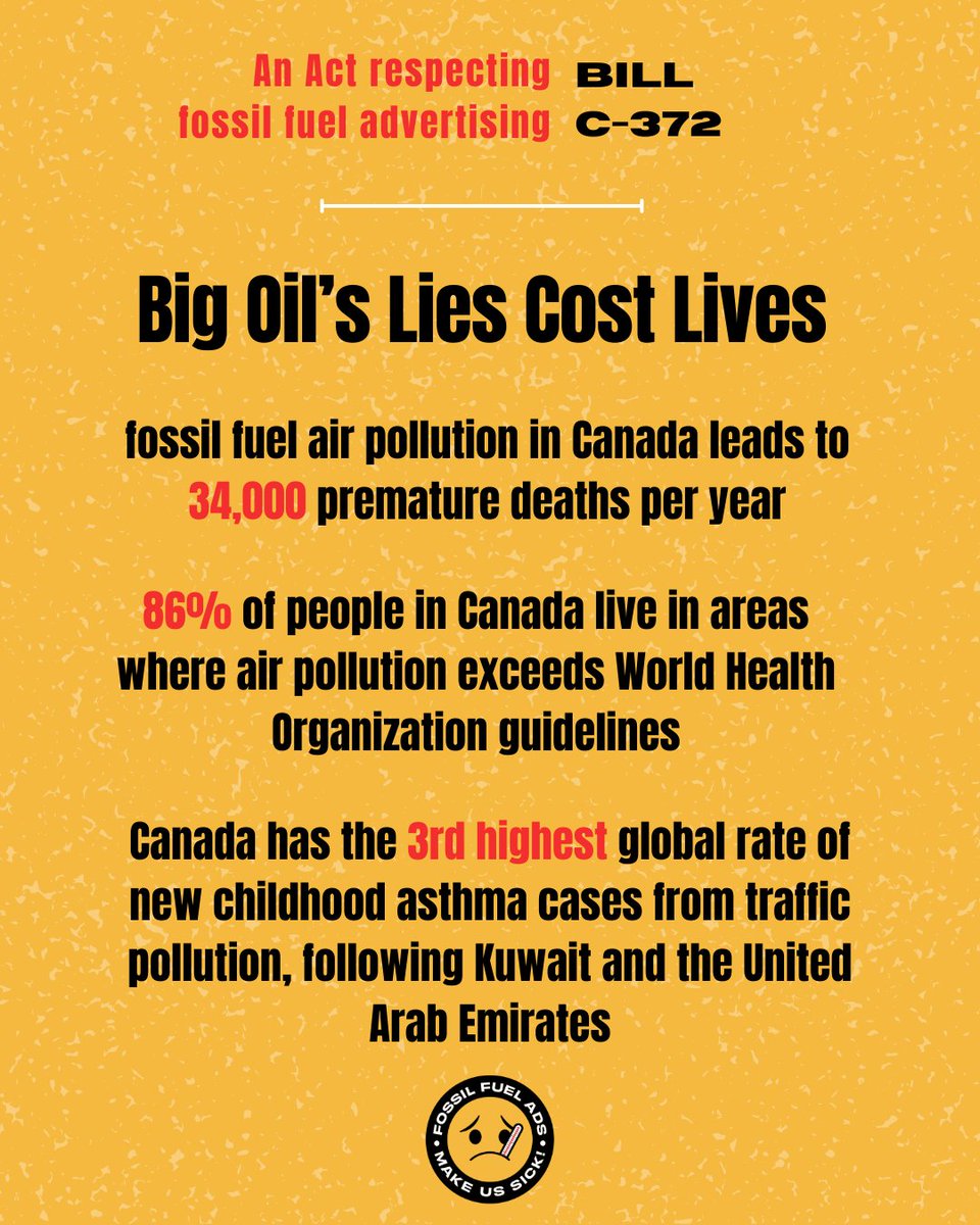 For decades, big oil has been lying about the benefits of their products, about how much they pollute, and about their plans to pollute less. 

Bill #C372, introduced by <a href="/CharlieAngusNDP/">Charlie Angus</a>, will ban their lies and the promotion of products that are making us sick