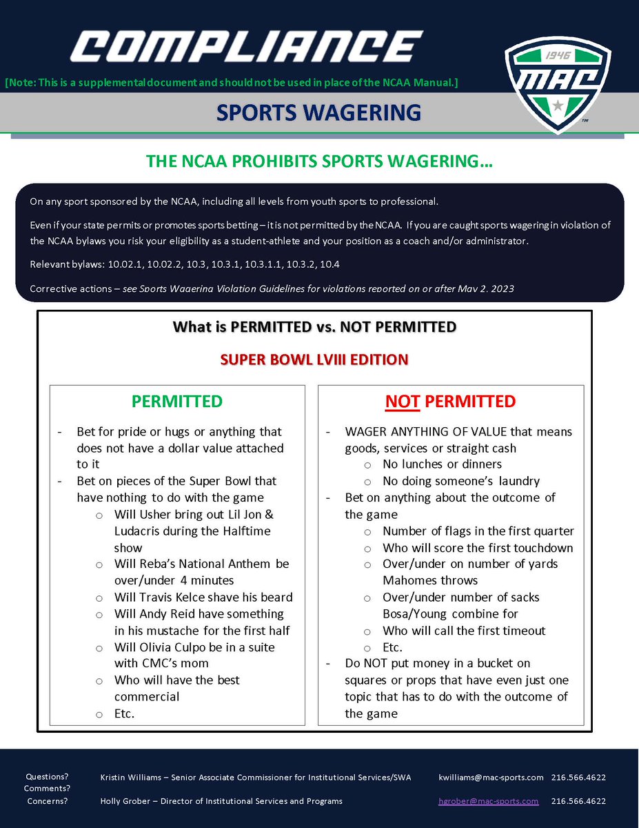 <a href="/MACSports/">MACtion</a> student-athletes, coaches and administrators with the Super Bowl this Sunday make sure you #DONTBETONIT