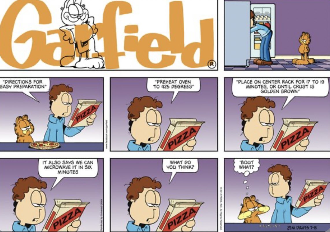 garfield Haha funny Pizza comics for today 😆😂!, image size:1142x804