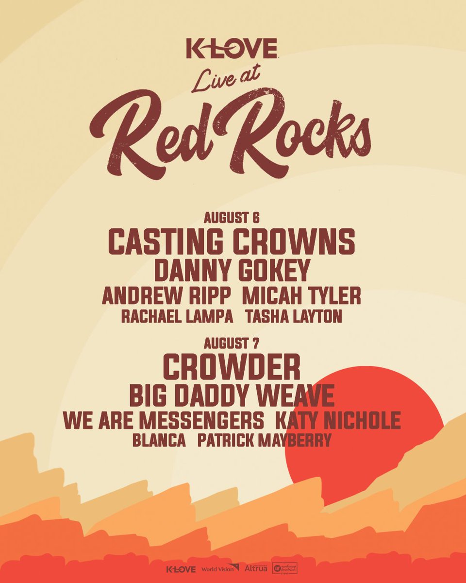 🤩 Join us and an incredible lineup of artists this summer at the one and only @RedRocksCO Amphitheater for TWO amazing nights of worship under the stars! Tickets are on sale NOW! Don't delay — this popular event WILL sell out! 🎟️ Grab your tickets today! bit.ly/KLOVELiveAtRed…