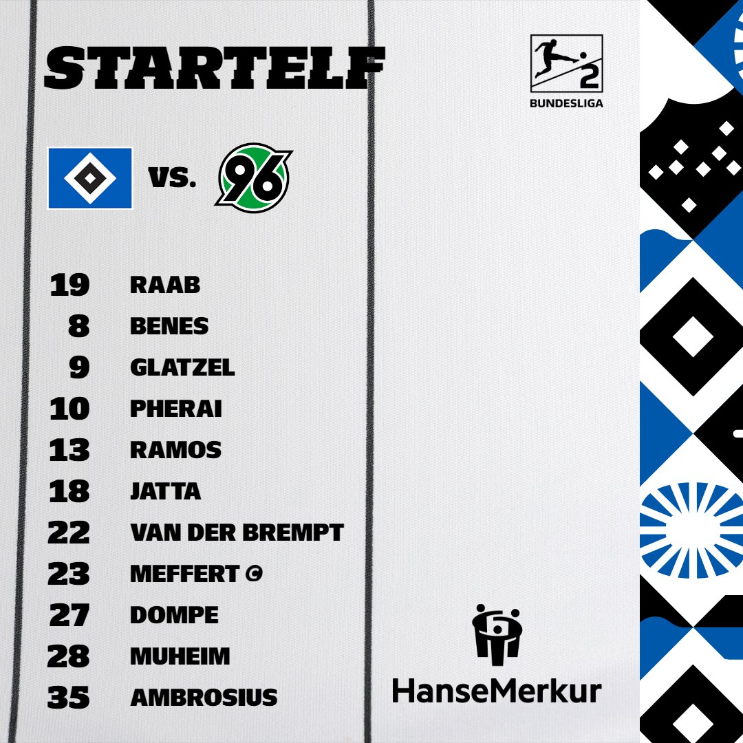 HSV's tweet photo. Unsere #Startelf für das Nordduell. ⤵️

#nurderHSV #HSVH96 https://t.co/vqrIQHCtNX