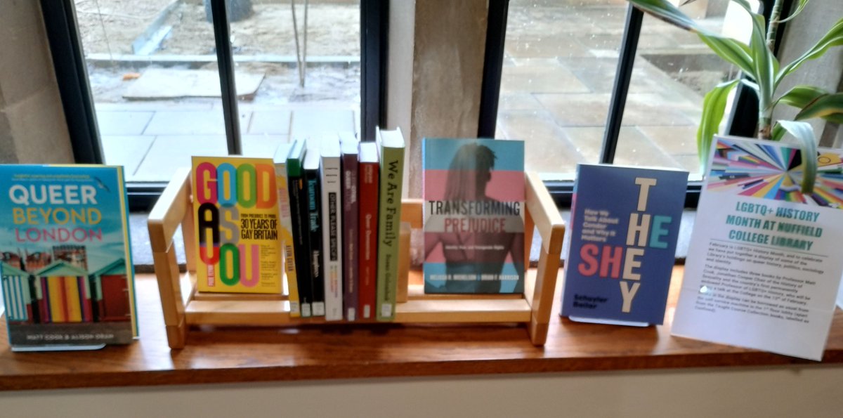 We're celebrating LGBTQ+ History Month with a display of some of the Library's holdings in queer social science, including three books by Matt Cook, who will give a talk at @NuffieldCollege next week! Find the display on the Ground Floor #LGBTQHistoryMonth