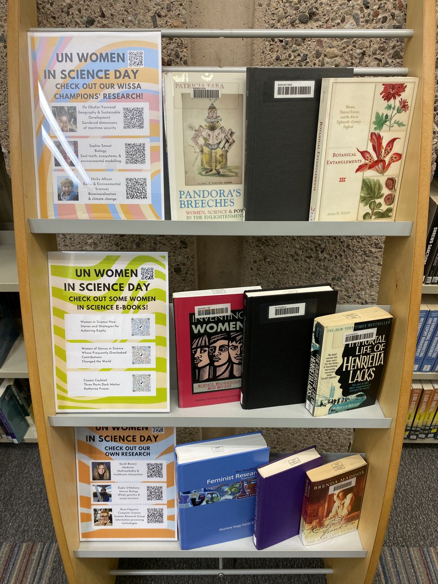 Heading over to the @StAndrewsUniLib? Check out the #WomenInScience display showcasing some of @univofstandrews women researchers! 📚 #EquityInScience