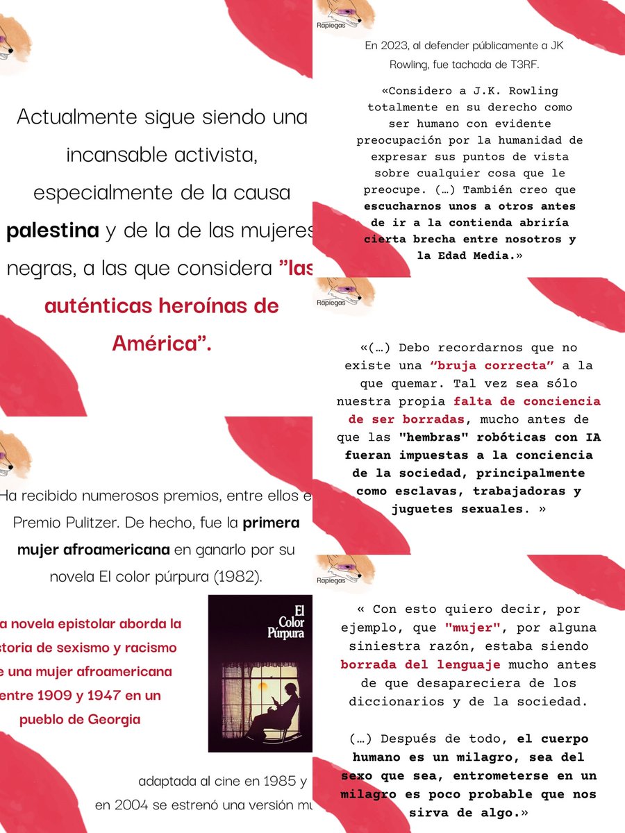Rapiegas's tweet photo. ¿La conocíais? ¿Habéis leído algo sobre ella? Os leemos en comentarios.
(4/4)
#radfeminist #radfem #feminismo #feminismoradical #alicewalker #rapiegas #rapiegasradfem https://t.co/AcHEfUvghC