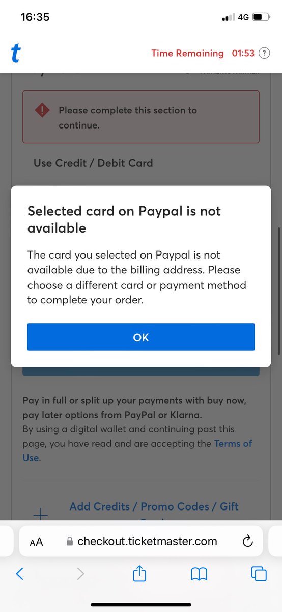 sabinam27's tweet photo. @Ticketmaster trying to spend money on @jtimberlake and you’re not letting me??? What does this error mean? https://t.co/5BuZIRCvF3