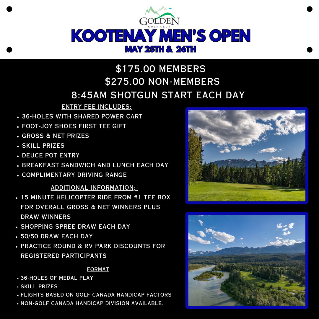 GolfGoldenBC's tweet photo. 🎉 Exciting news! Registration for our 2024 Club Events is officially OPEN online! Secure your spot now at https://t.co/nxChgCXUrF.

#GolfGolden #GoldenBC #RegistrationOpen #GolfersUnite #TeeTime #GolfLife #EventRegistration #BookNow #LimitedSpots 🏌️‍♂️🏌️‍♀️ https://t.co/ZW9LyHoAwS