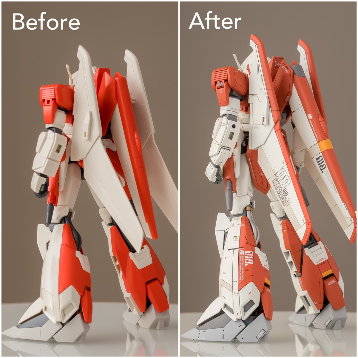 Before and after!  A lot of work done to make the HG look better! 😅

#ガンプラ #zeta #gundam #BANDAISPIRITS