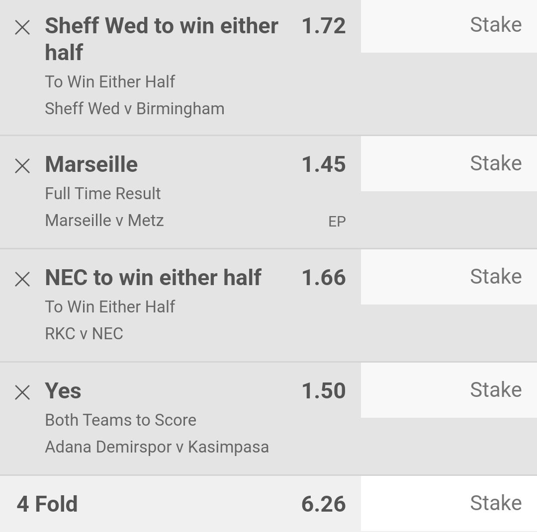 Today's Selections 💥

Double @ 2.22
Acca @ 6.26

#Football