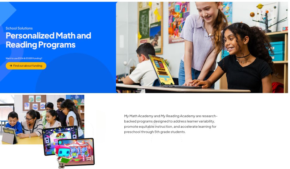 Our solutions are leading the way in learning outcomes. Based on well-established learning science principles, our adaptive, personalized programs help children master essential math concepts and build a foundation for literacy. #EdTech 

Learn more: lnkd.in/gQSYPW4Q