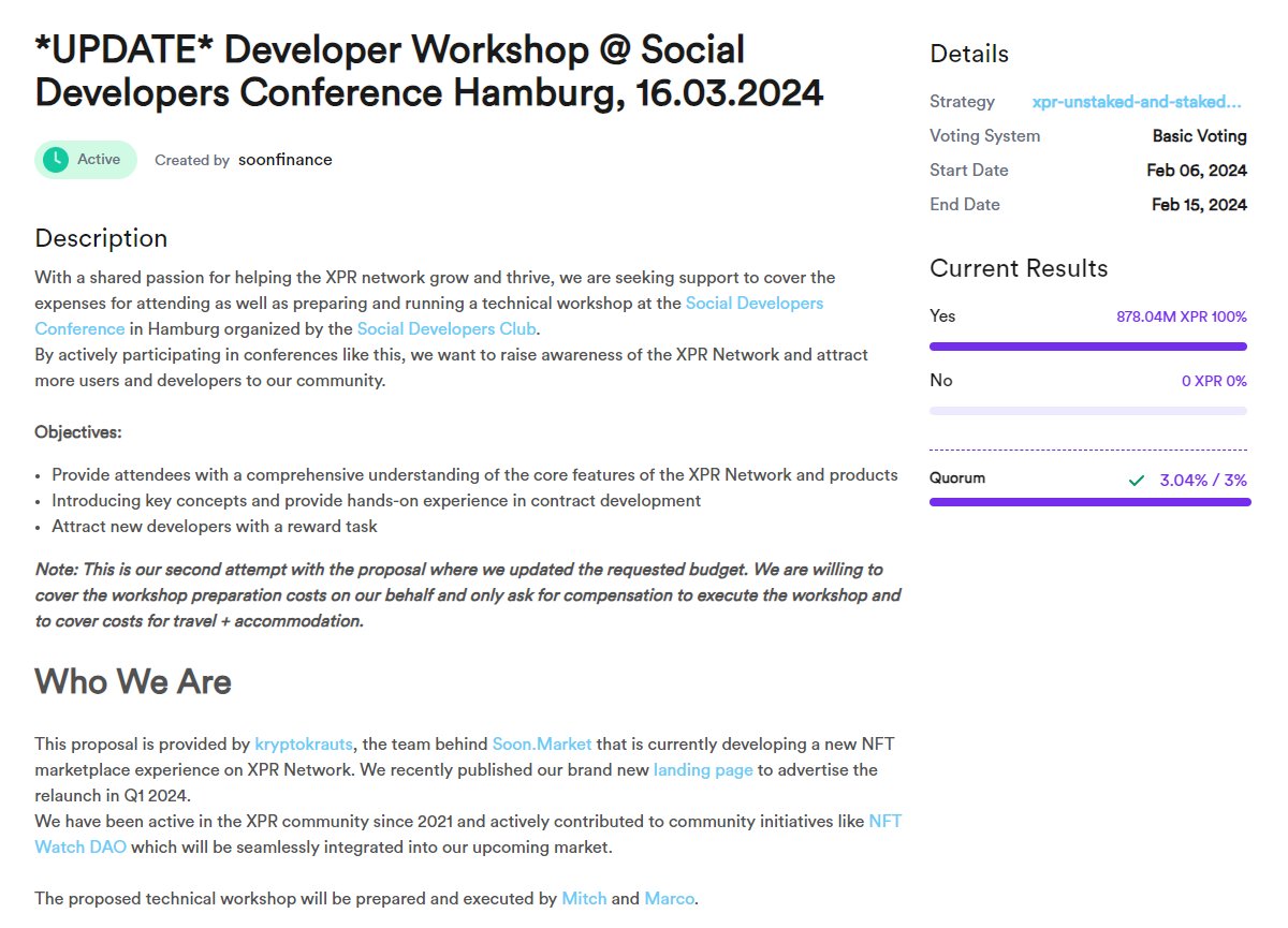 soon_market's tweet photo. We did it!๐คฉ Thanks everybody for the support!๐ค
@SocialDevClub we are coming!๐งโ๐ป๐ฅ
@XPRNetwork #DeveloperWorkshop #Grant #TypeScript #SmartContracts https://t.co/lVCx1nizI1