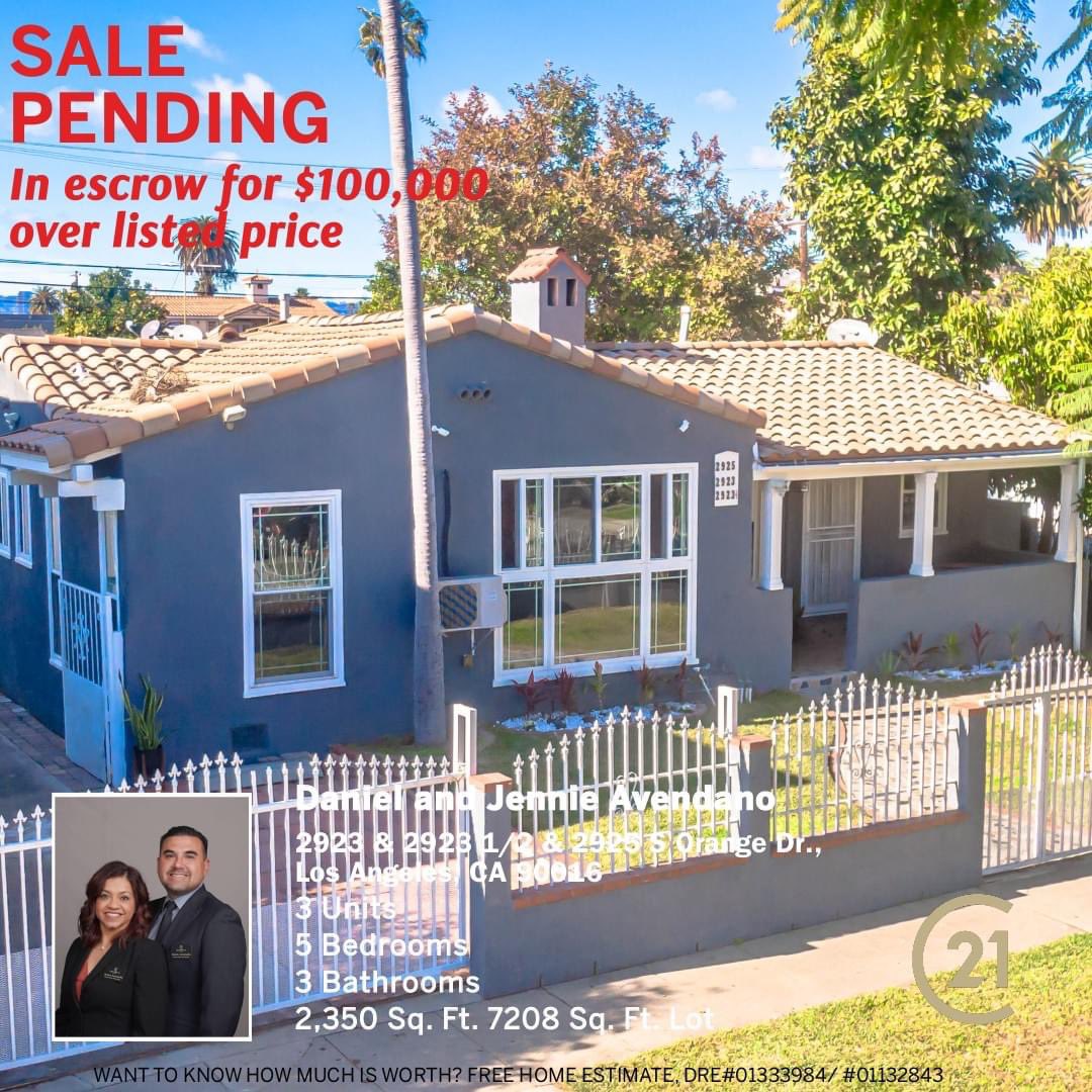 Attention! Now Pending in Escrow – 3 units in LA 
This property is now pending, but don't worry. Contact us for information about homes currently on the market and a few that are coming soon! #salepending #realestateexperts #yourscouldbenext
